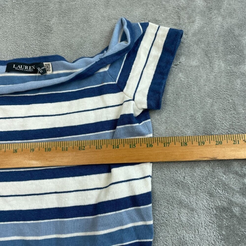 Lauren Ralph Lauren Womens Striped Knit Off-Shoulder Top Size L NWT 6091 - Picture 8 of 10